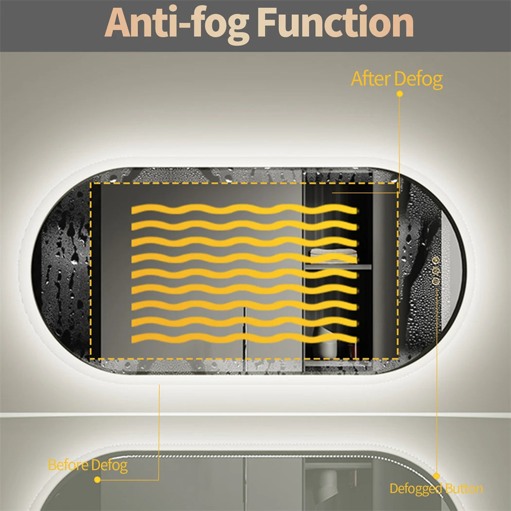 Oval LED Bathroom Mirror Smart Mirrors 3 Colors