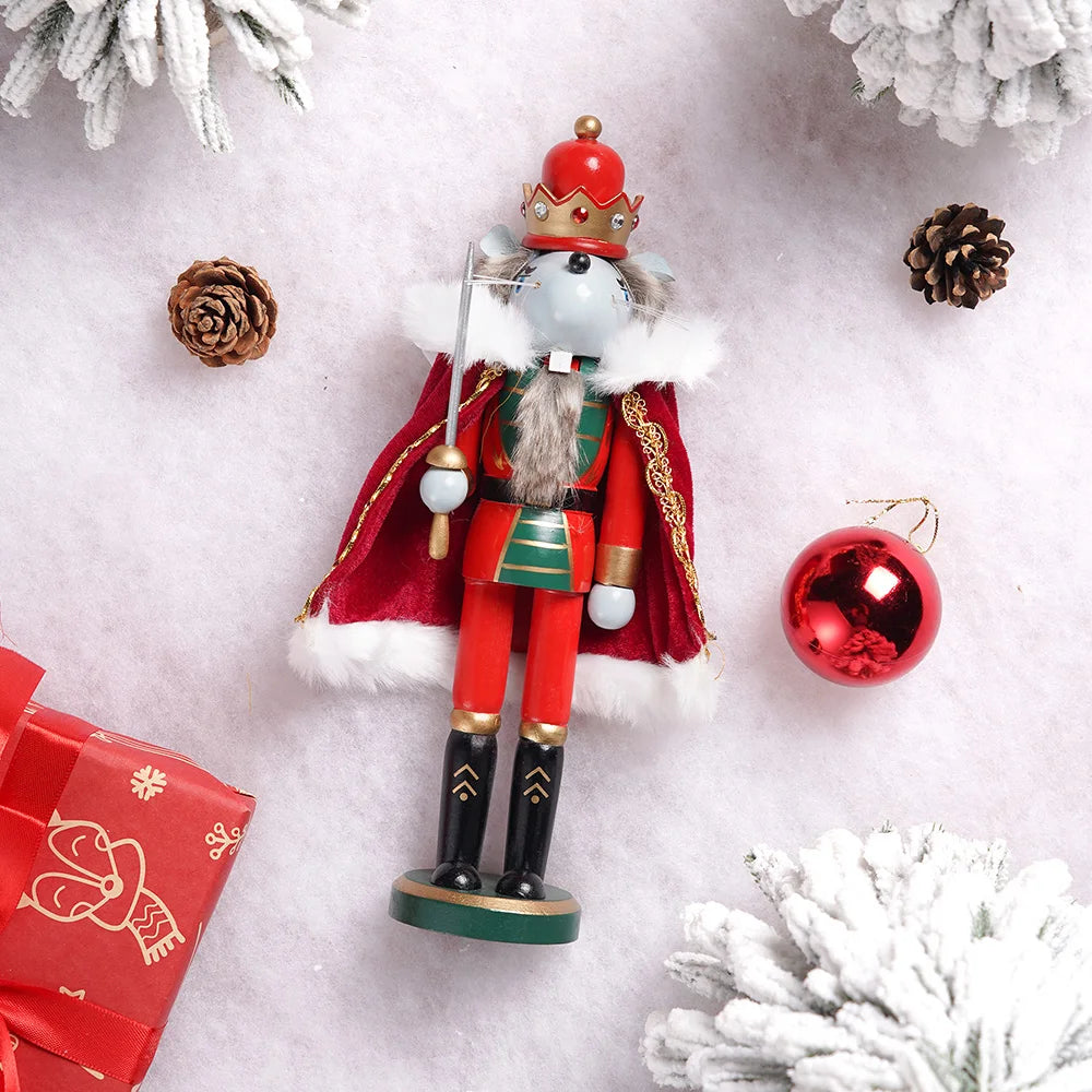 30cm King Mouse Nutcracker Wooden Craft Christmas Decorations Figurine For Home
