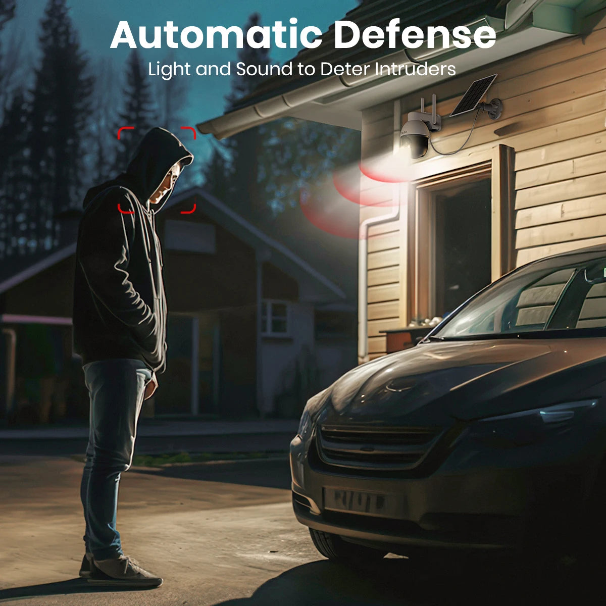 3MP PTZ Solar Security Camera  Wireless 2.4Ghz WIFI Camera PIR AI Detection 2-Way Audio Outdoor CCTV Camera