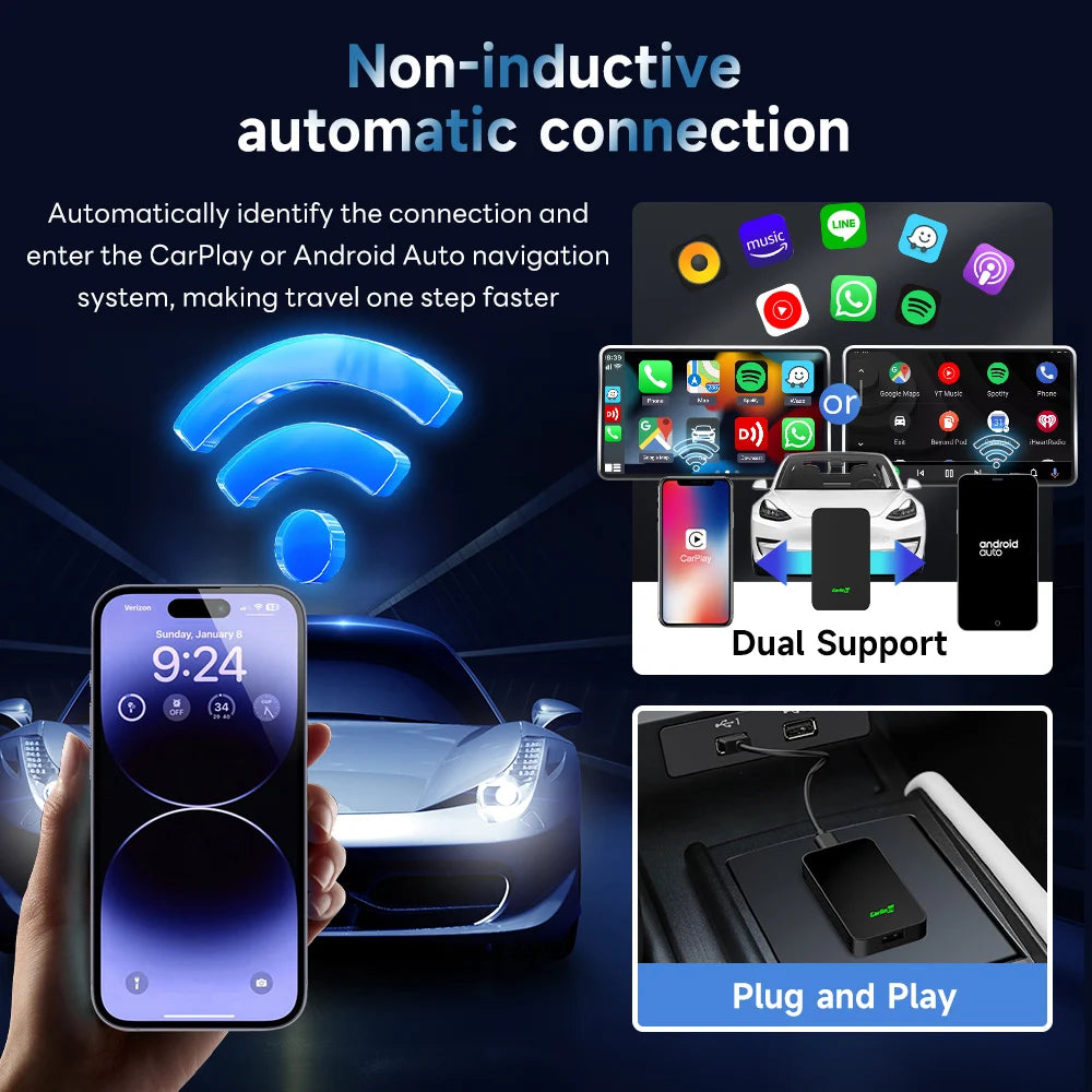 Original CarlinKit 5 2Air Wireless Adapter Android Auto Wireless CarPlay Dongle 5G WIFI
