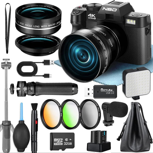 4K Digital Cameras for Photography 48MP Camera with Microphone  3-Color Filter