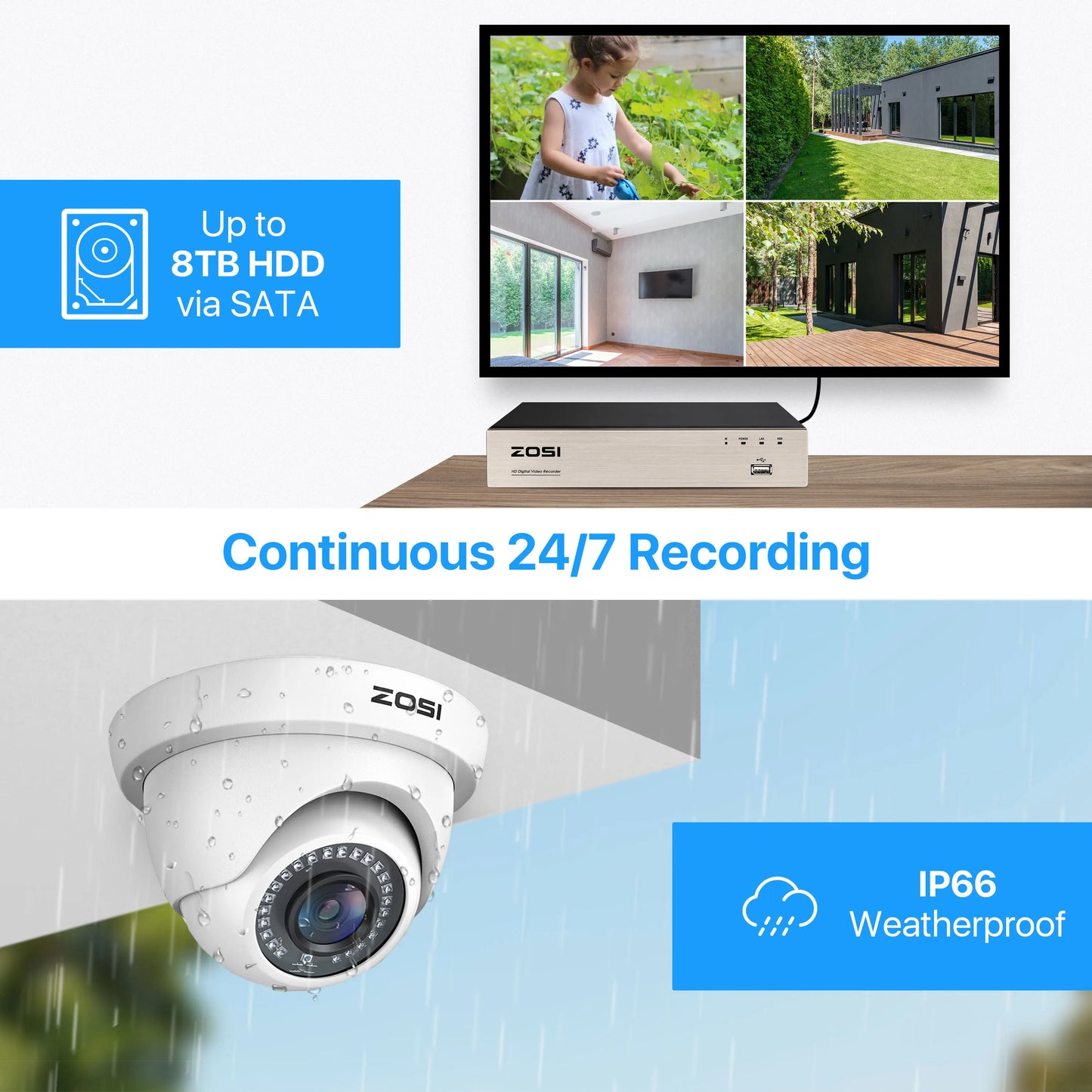 4Pack 2.0MP HD 1080P Security Cameras Kit Indoor Outdoor Home CCTV