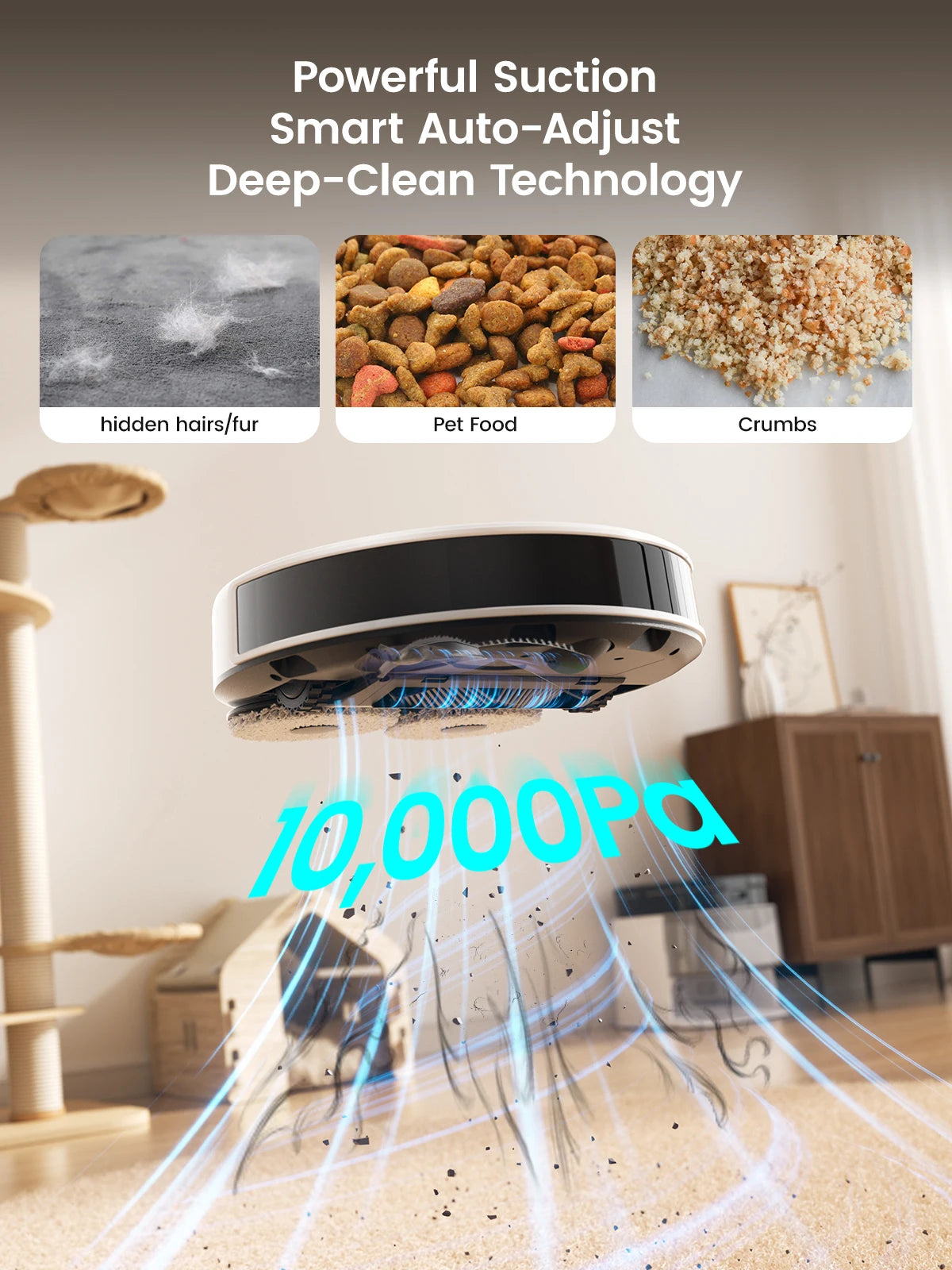 Lefant M3L Robot Vacuum Cleaner and Mop, 10000Pa Suction, 90-Day Self-Emptying, Auto Mop Washing, Obstacle Avoidance, All-in-One for Pet Hair Carpet, 5G WiFi Alexa/APP/iWatch ,Control, 220 min Battery,  Double Rotary Cloth