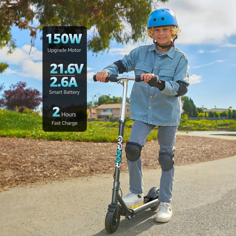 H30 Max Electric Scooter for Kids, LED Dispaly, 150W Powerful Motor, Dual Brake System, Adjustable Height and Speed.