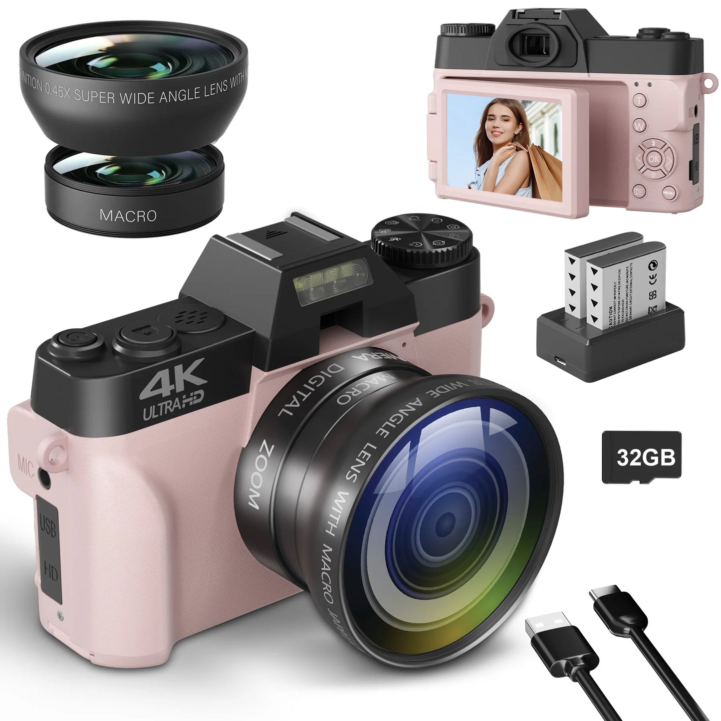 Compact Digital Photography Camera 4K WIFI Webcam Retro Vlog Recorder