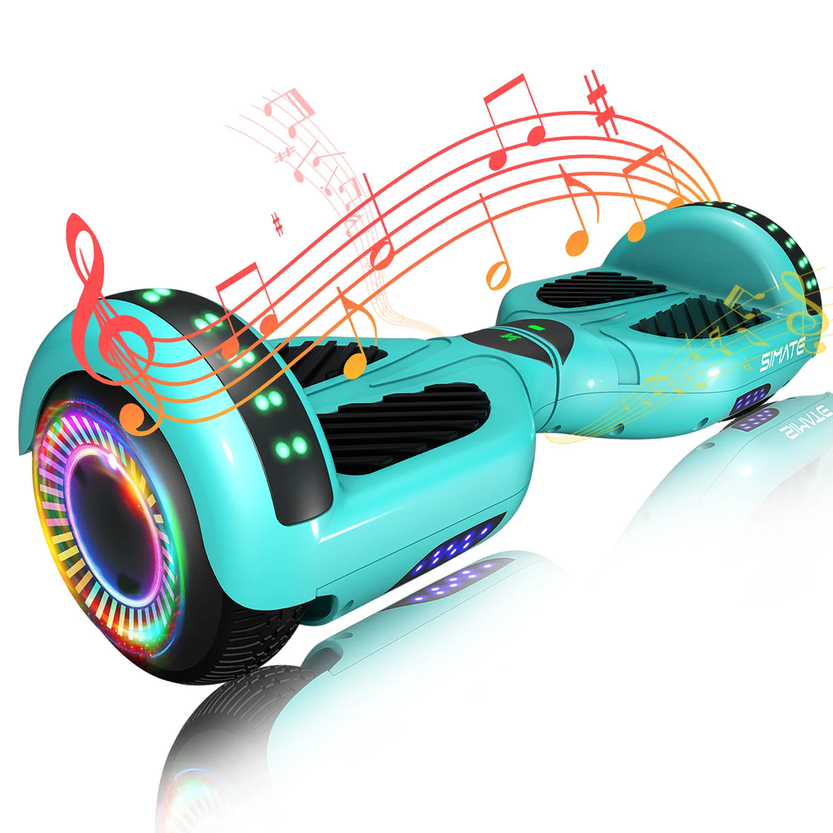SIMATE Hoverboard With Bluetooth All Terrain LED Lights and APP Control, Gifts for Kids Adults Girls Boys, for All Ages, Self Balancing Scooter