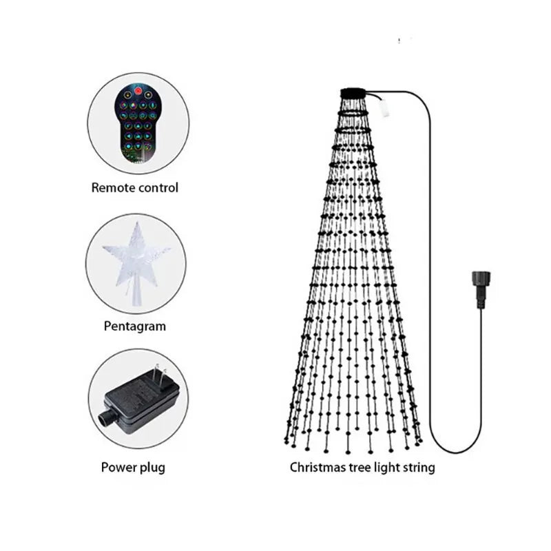 5Ft Smart Christmas Tree Lights - 400 LEDs with Remote & App Control - Music Sync,