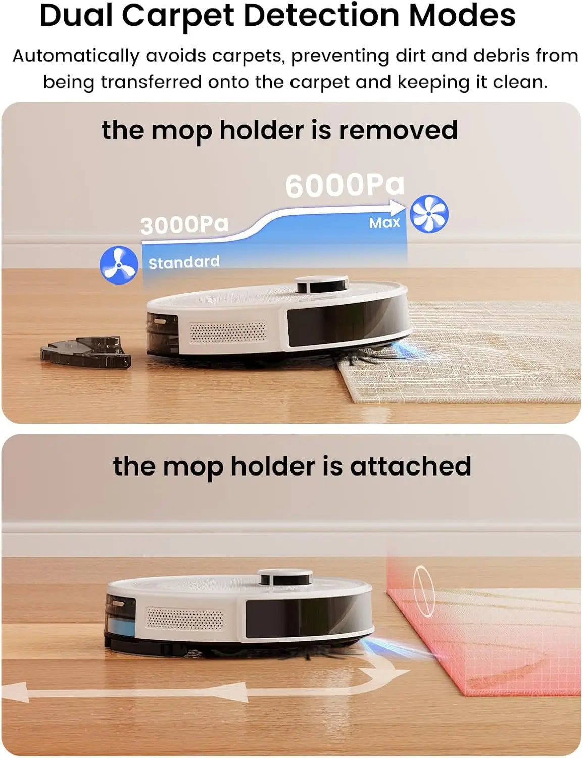 Lefant   M2L Plus Robot Vacuum and Mop, 75-Day Self-Emptying, 6000Pa Strong Suction, Customized Cleaning, Multi-Floor Mapping, 130 Min Runtime, 2.4G/5G WiFi/Alexa/APP/iWatch