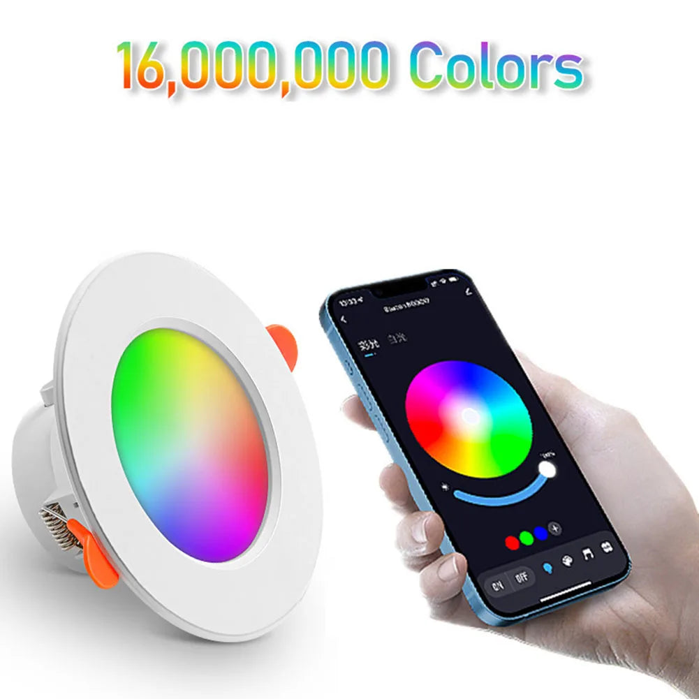 1-16PCS 10W Smart LED Downlight Bluetooth Ceiling Lamp  Remote Control Color Changing light for Google Alexa Hom