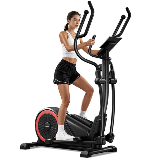 Elliptical Machine for Home, Silent Magnetic Trainer with 8 Resistance Levels, Pulse Grips, 15.5" Stride & LCD Monitor