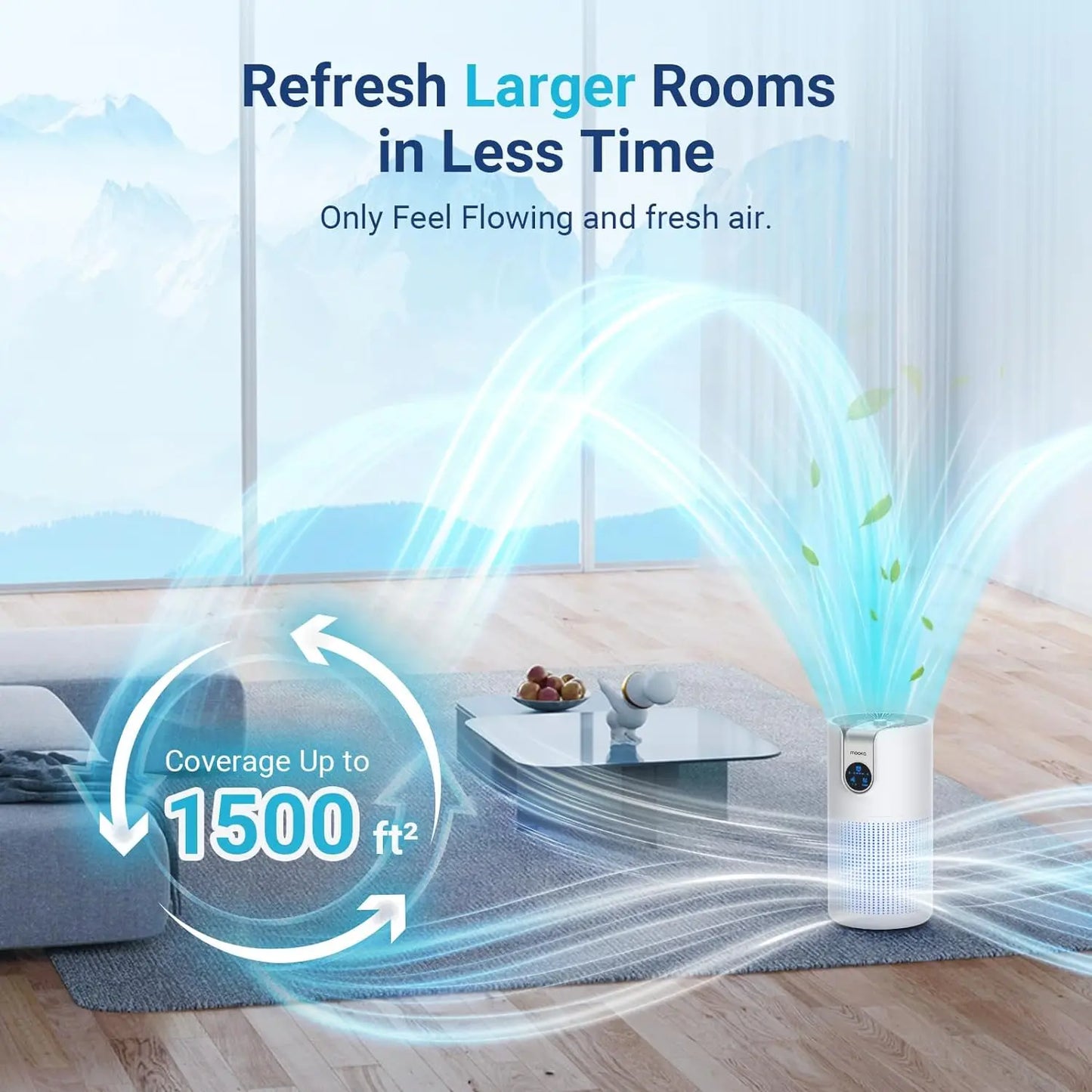 Air Purifiers for Home Large Room Up to 1500ft² with Aromatherapy,    HEPA Air Purifier Air Filter Cleaner  15dB, M03, White