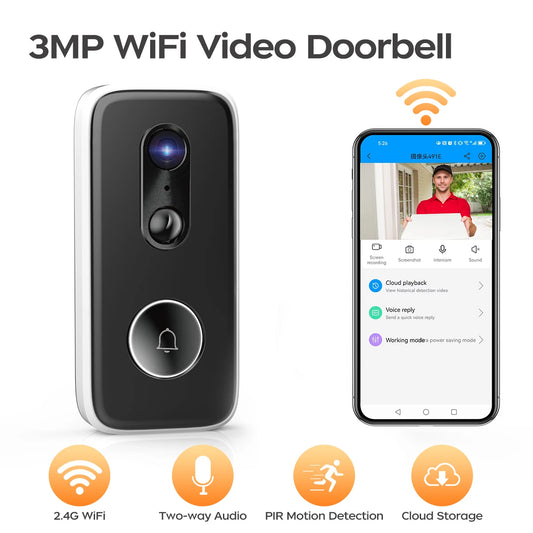 2K Intelligent WiFi Doorbell With Camera Smart Home WiFi Video