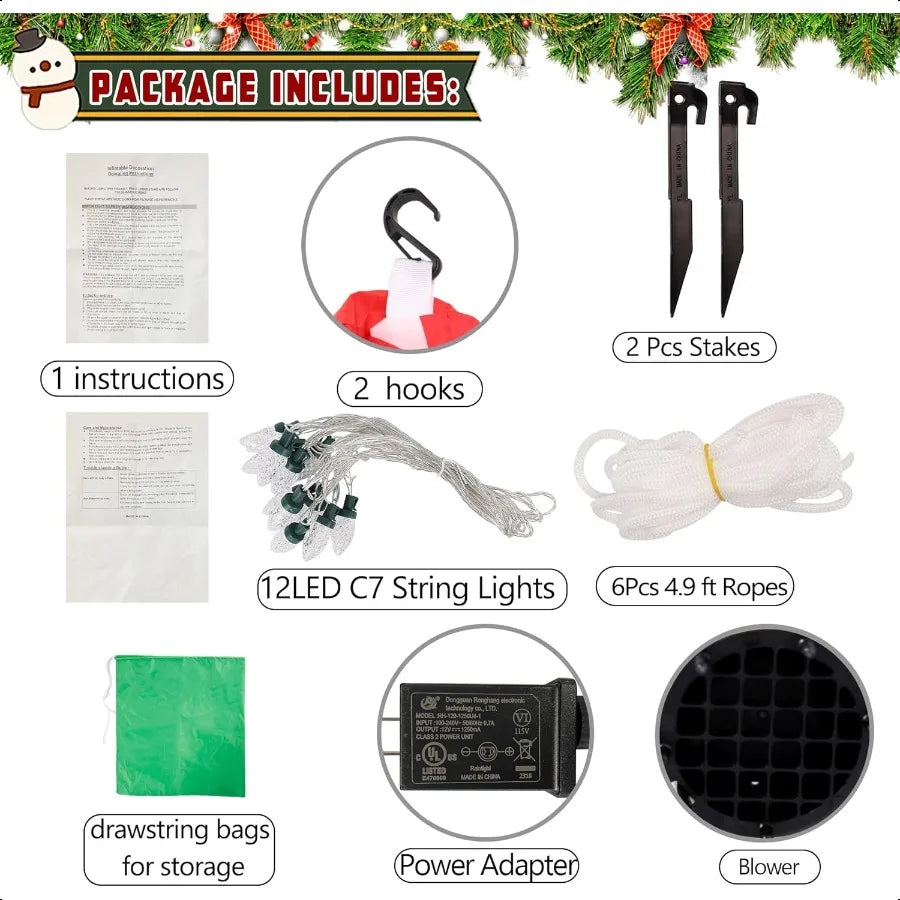 10FT Christmas Iatable Decoration Giant Lighted Ladder to Chimney Climbed with Reindeer