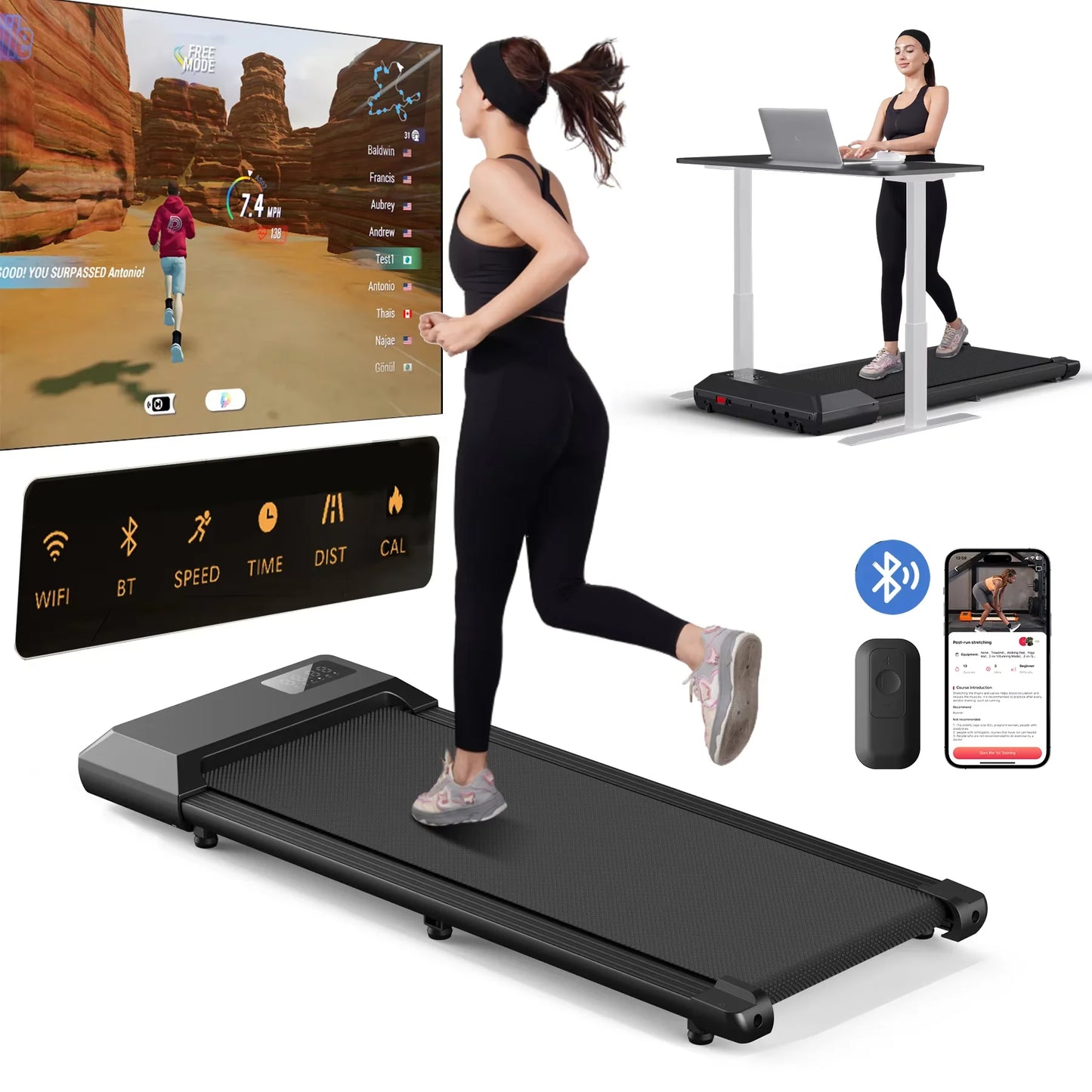 Smart Under Desk Treadmill for Home Office,Treadmill with APP&Remote Control,