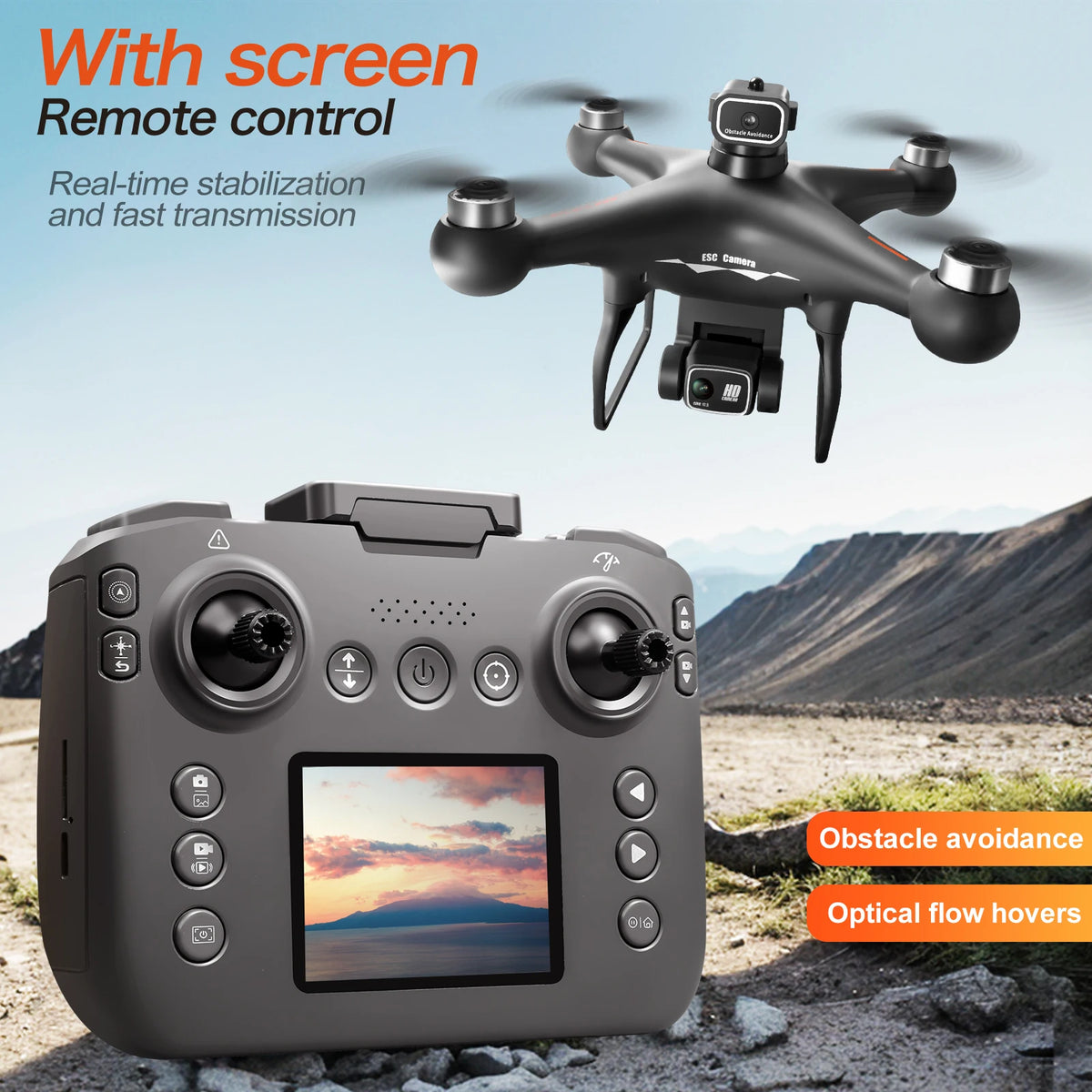 RC Drone 4K HD Dual Camera 90° Adjustable Lens Dual Camera Switch Dual Screen Switch Phone RC Image Transmission Aerial Photography Drone