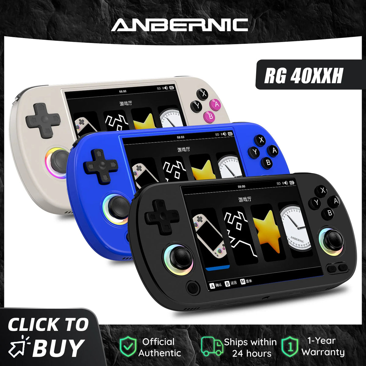 Anbernic RG40XX H 64 Bit Linux Retro Handheld Game Console 4.0'' IPS Screen Supports 5G WiFi Bluetooth HD-Support Output RG40XXH