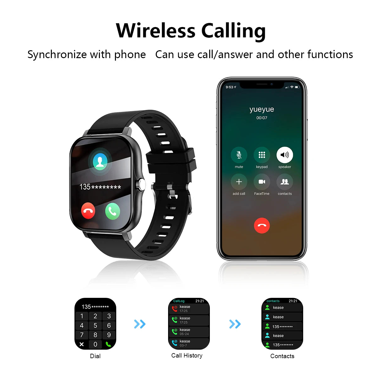 Smart watch wireless calling/dial Sport mode calling reminder