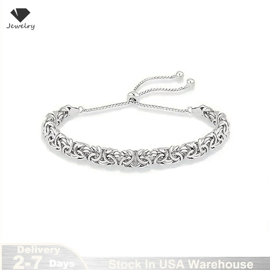 Sterling Silver Byzantine Emperor Chain Bracelet for Men Women Polished