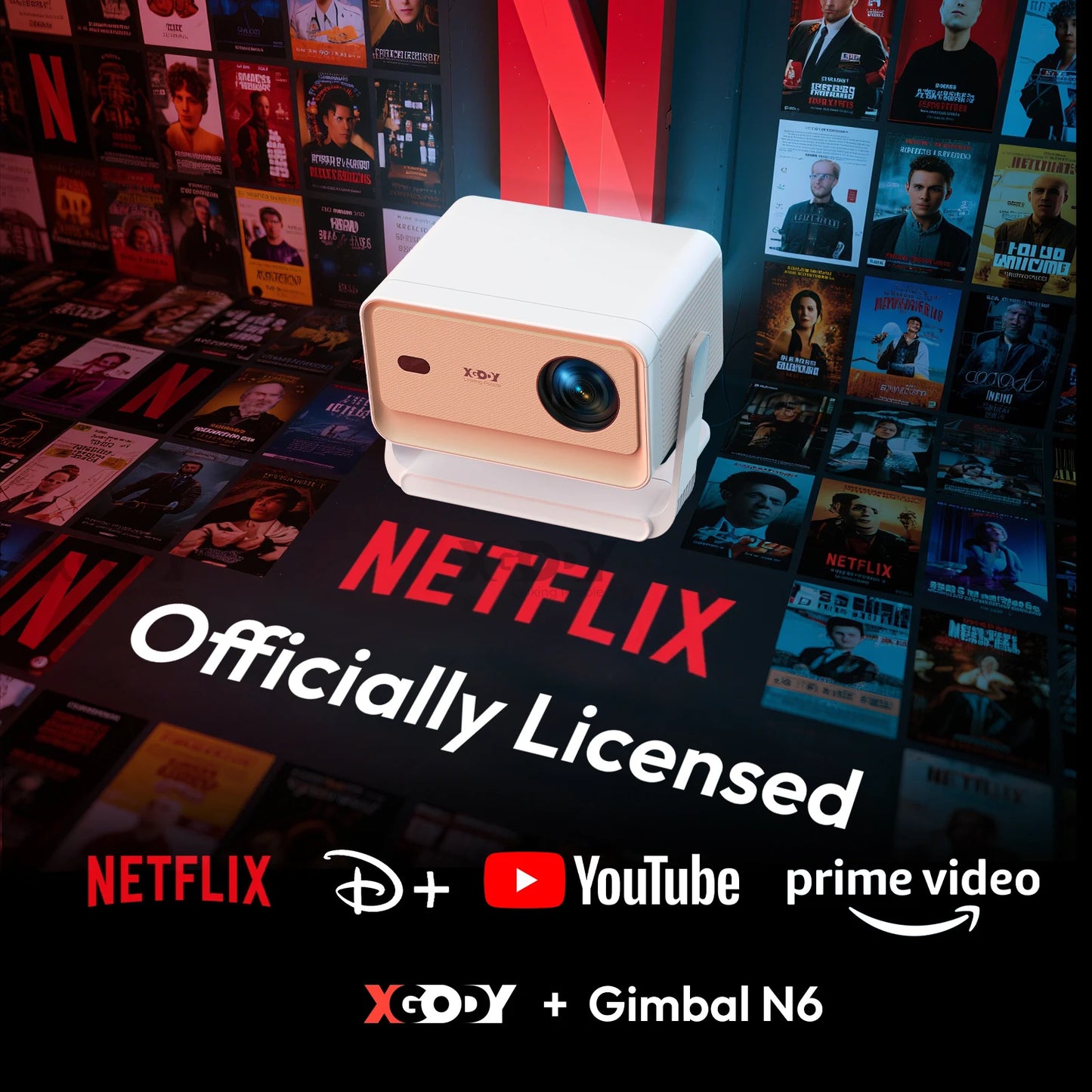 N6 Pro Netflix Officially 4K Projector Voice Control Smart Android TV  32GB ROM for Outdoor Movie Home Theater