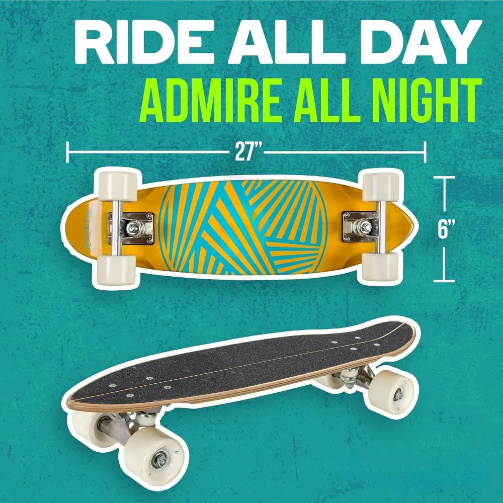Skateboard -24 Inches -27.5 Inches Sturdy 7-layer Canadian Maple Complete Skateboard -60mm PU Wheels with High-speed ABEC