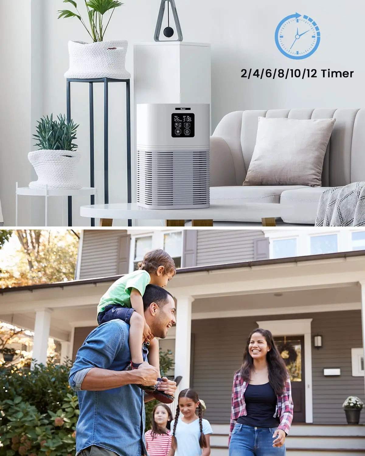 2 in 1 Air Purifier for Home Allergies Pets, Odor Eliminators,