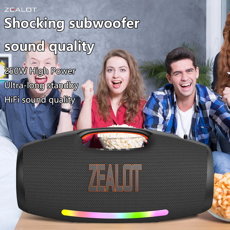 250W Portable Bluetooth Speaker High Volume Waterproof 48000mAh Subwoofer TWS Wireless Support USB / TF / Aux RGB lig