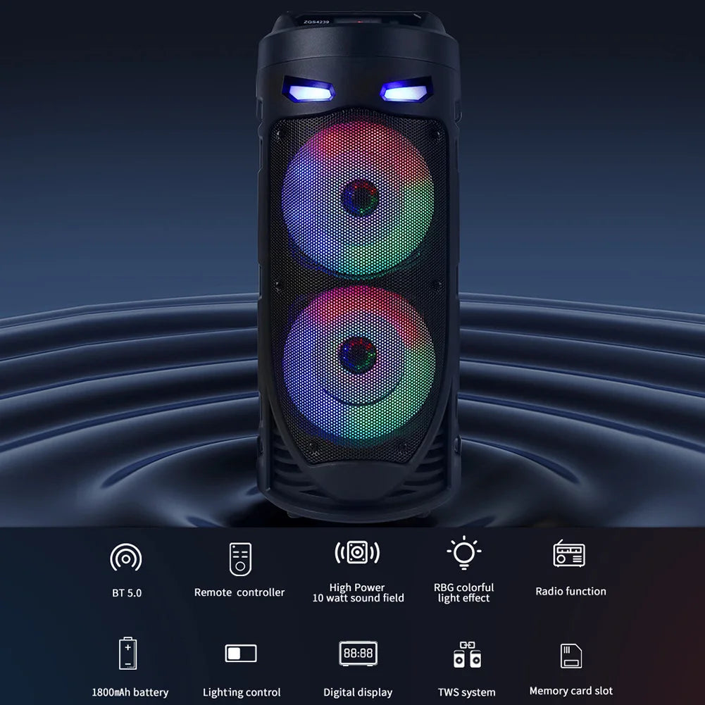 Wireless Bluetooth Speaker With Wired Microphone & Remote Control Column Big Power Party Speakers Loudspeaker For Family Karaoke