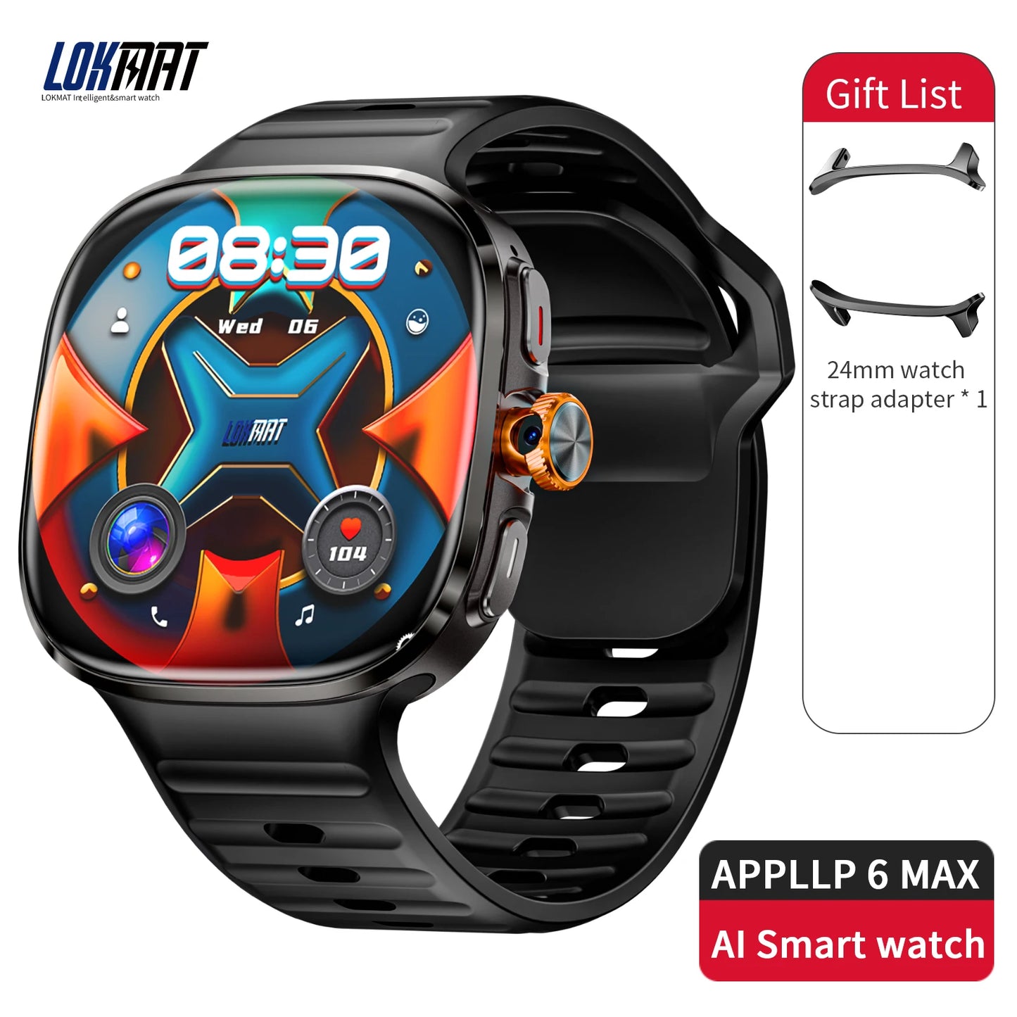 New APPLLP 6 MAX Android Smart Watch Phone Amoled Touch Screen Rotating Camera