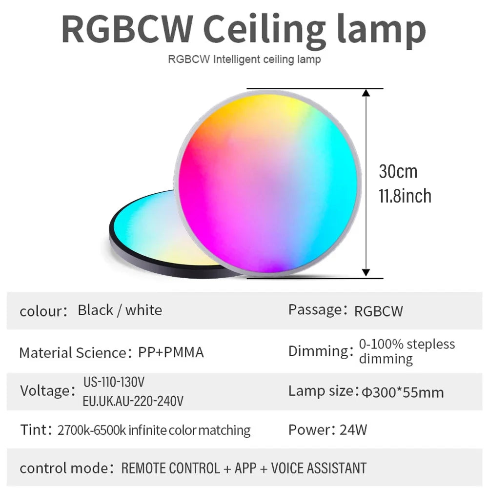 Smart WIFI LED Round Ceiling Light , Alexa Google Assistant