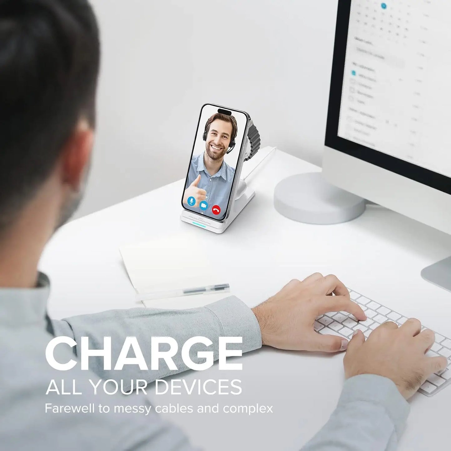 3 in 1 Fast Wireless Charging Station Stand for Apple Watch, iPhone, AirPods