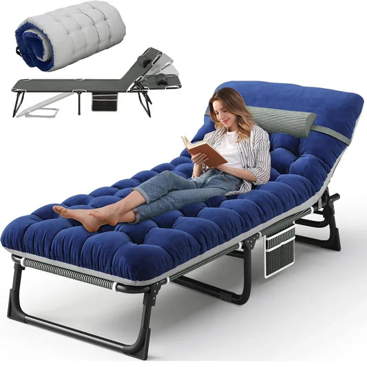 Camping Cot with Mattress, 4-Position Folding Camping Bed