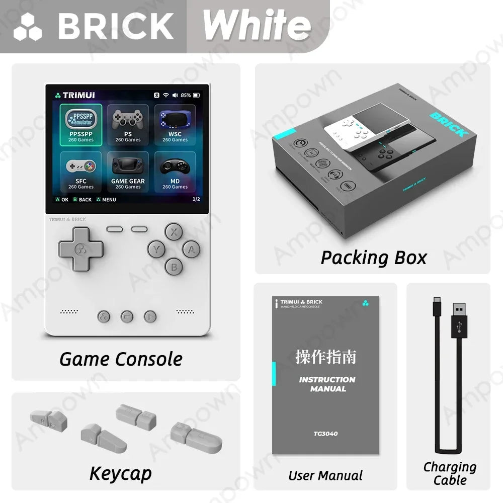 TRIMUI BRICK Handheld Game Console 3.2'' IPS Screen Linux System Trimui UI Metal Back Panel Key