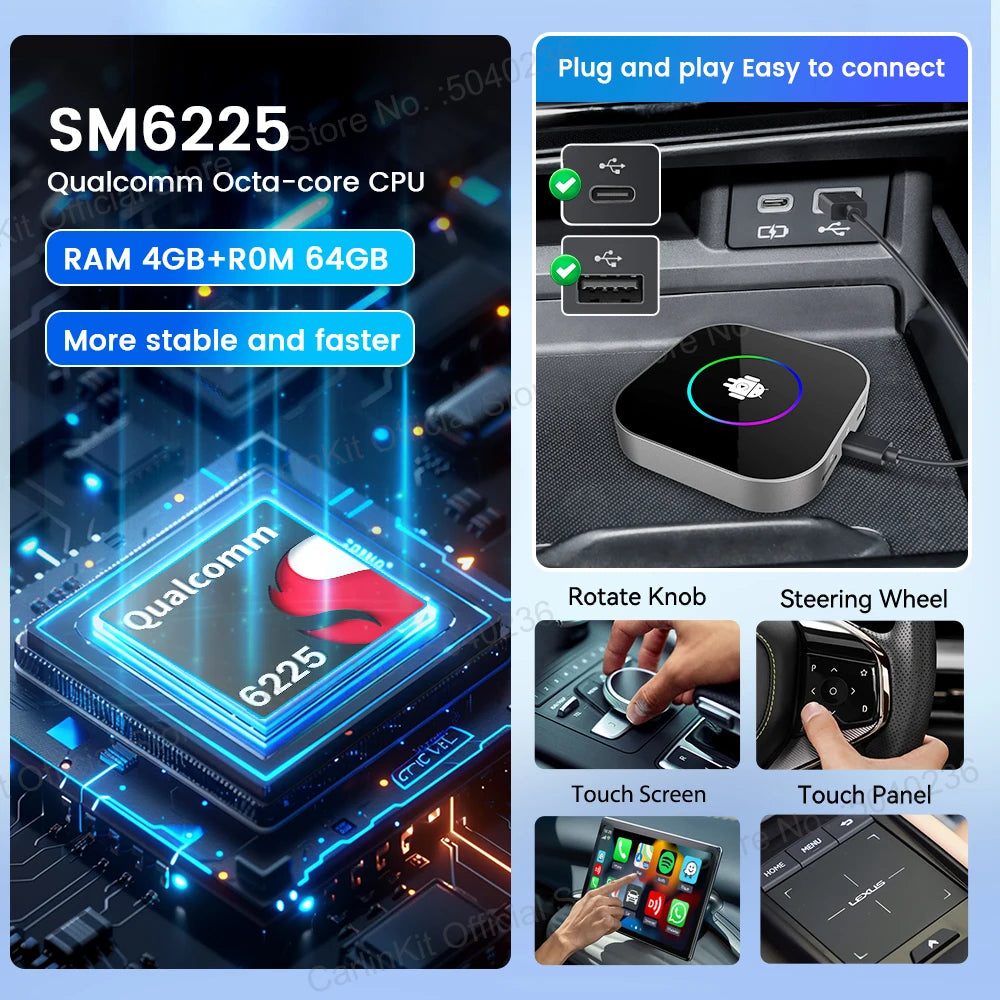 2025 New R2 Smart Streaming Box Android 13 CarPlay Ai TV Box For Netflix YouTube SM6225 Wireless