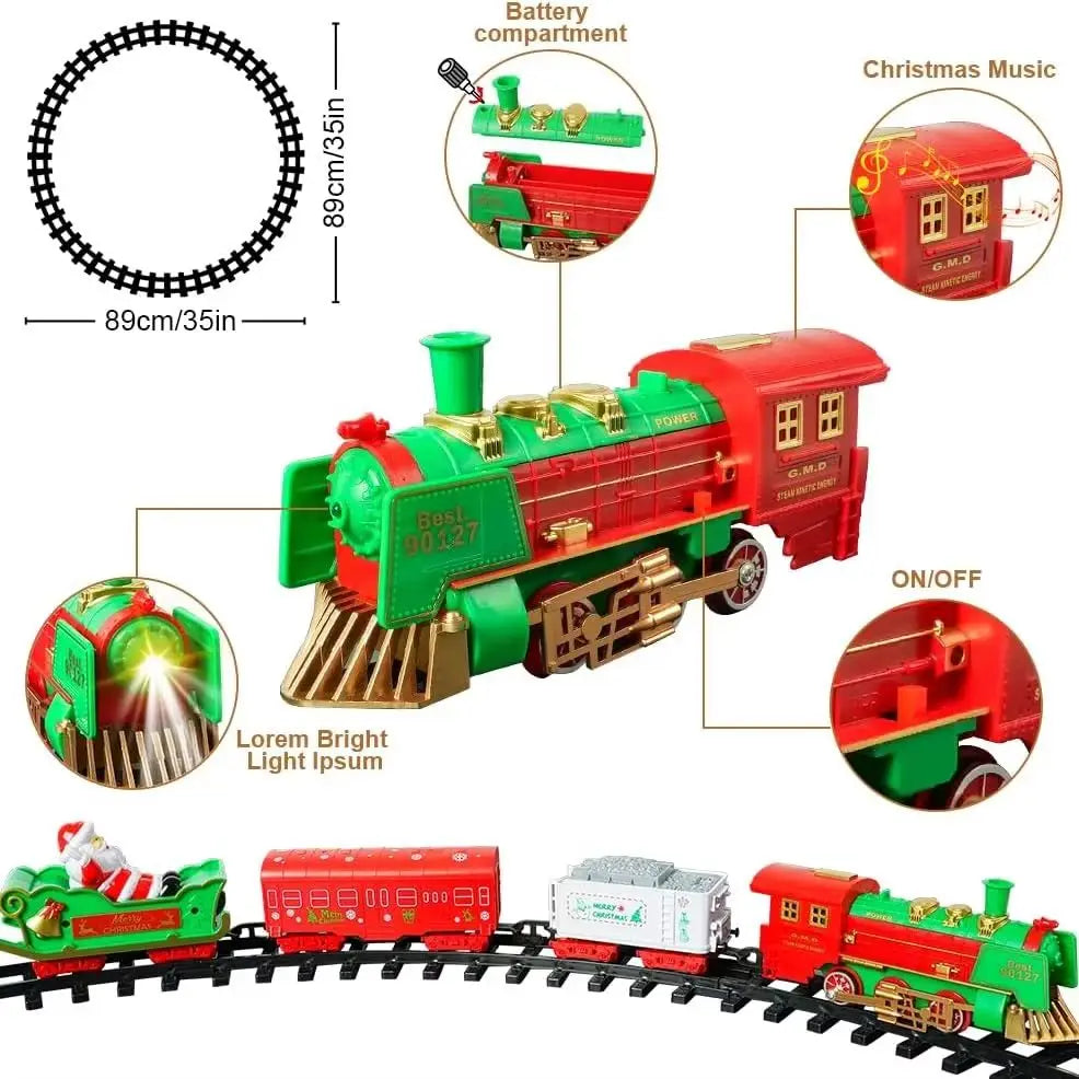 Hanging Christmas Train Set Toy Light and Sound Train Around Christmas Tree Decoration