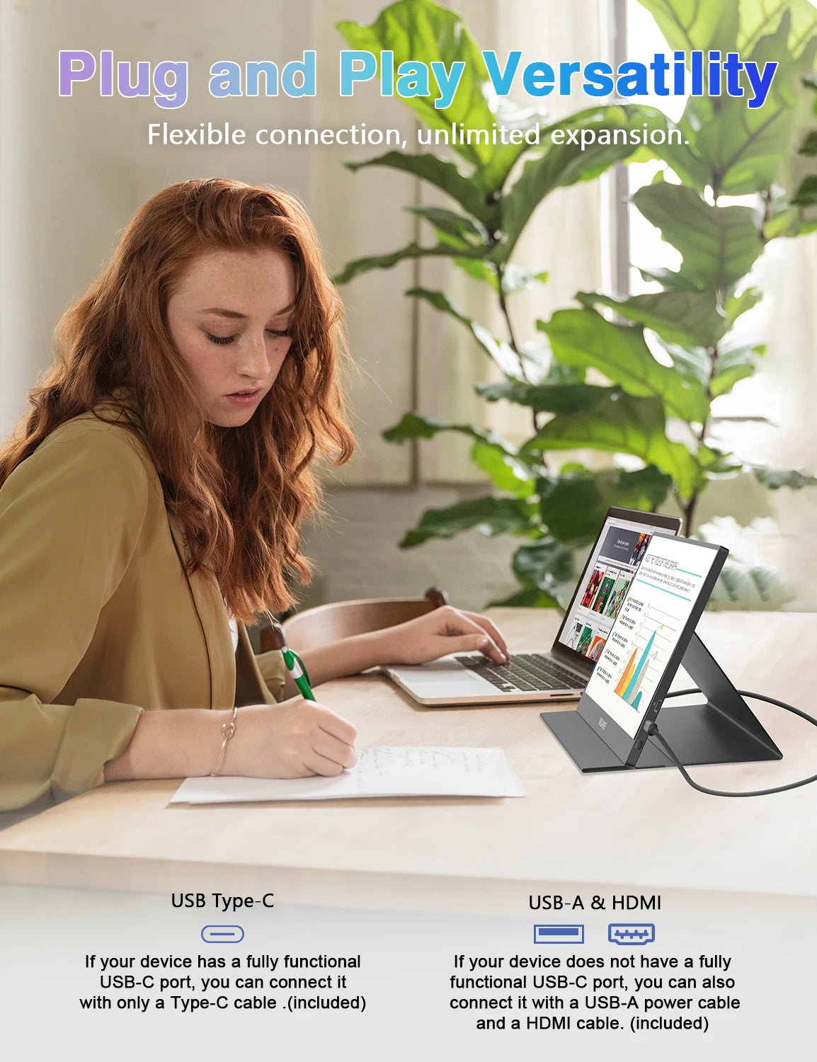 Portable Monitor, 1080P 72%  100% USB Travel Monitor for Laptop,
