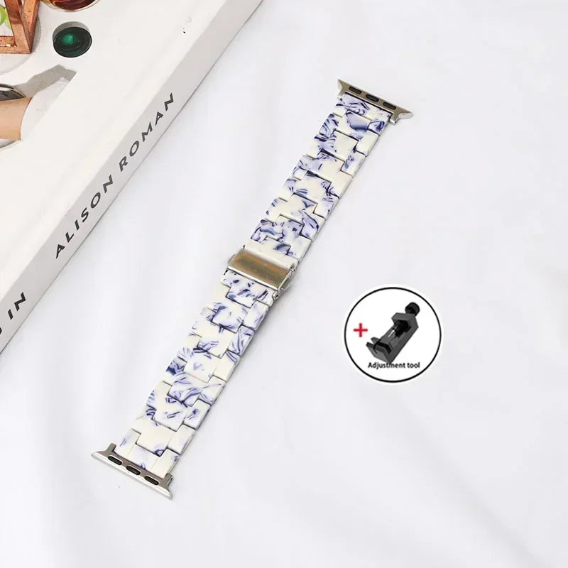 Luxury Resin strap for Apple Watch Ultra 2 Band 49mm 45mm 41mm 40mm 44mm 38mm 42mm Link bracelet iwatch series 9 7 8 6 se 5 4 3
