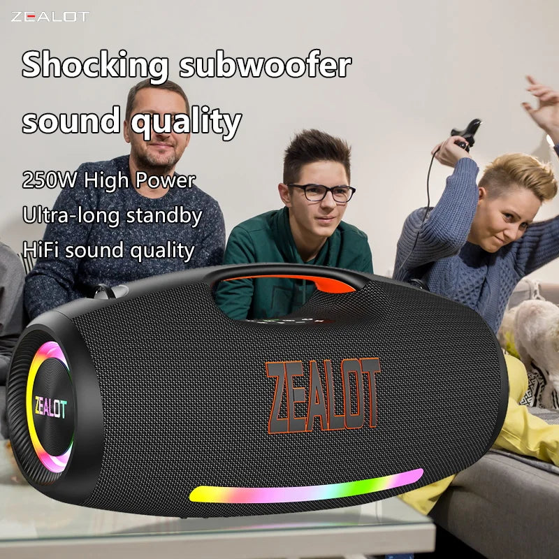 250W Portable Bluetooth Speaker High Volume Waterproof 48000mAh Subwoofer TWS Wireless Support USB / TF / Aux RGB lig