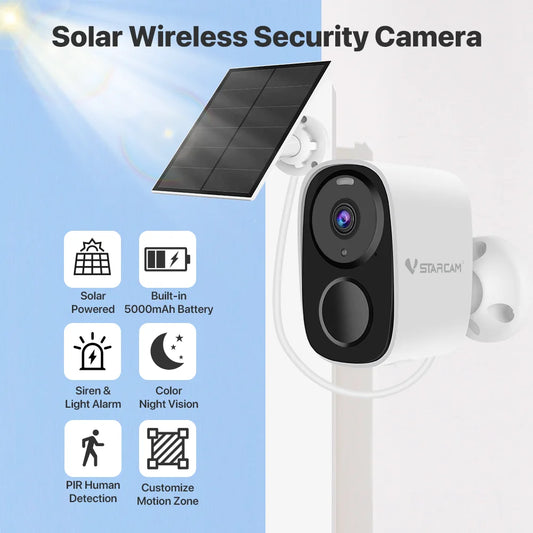 cam 2K Solar Security Cameras Wireless Outdoor Battery Powered Security Camera