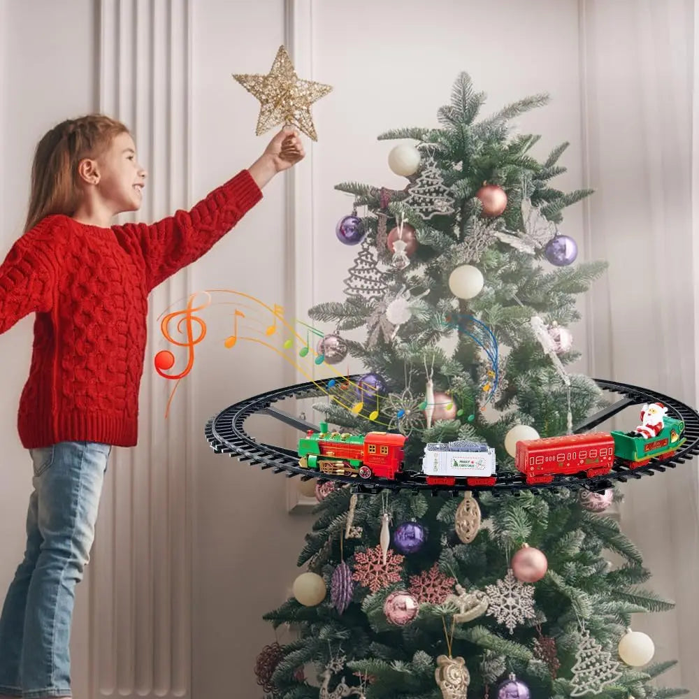 Hanging Christmas Train Set Toy Light and Sound Train Around Christmas Tree Decoration