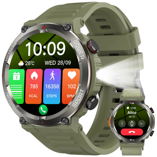 2025 New Blackview W50pro Waterproof Smartwatch with LED Flashlight