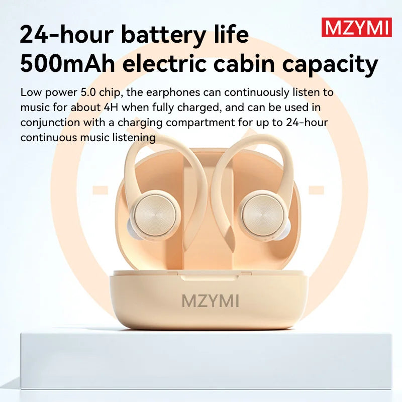 MZYMI True Wireless Bluetooth Earphones R200 HD Noise Reduction Sports Stereo Headset Hifi Sound Earhook Waterproof Earbuds