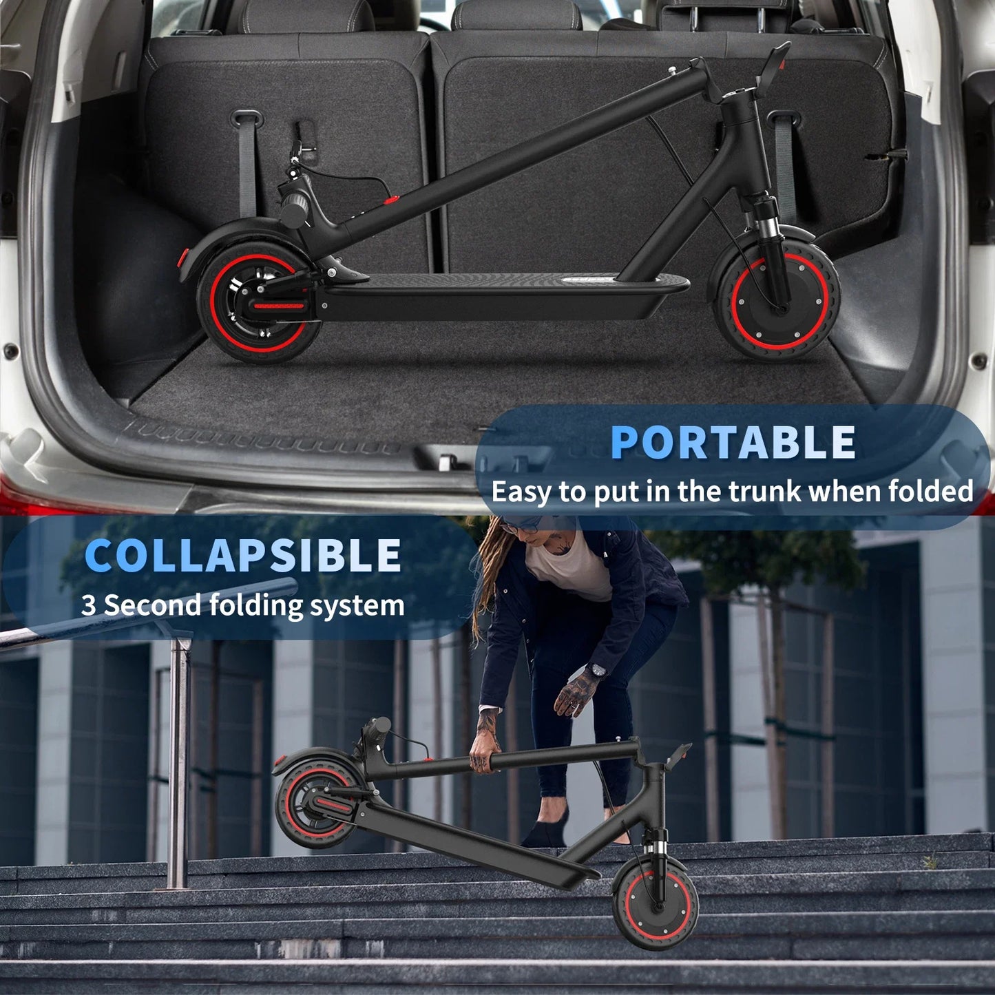 Electric Scooter 10.5Ah 19mph APP Smart Control Scooter 8.5inch 16miles Max Range