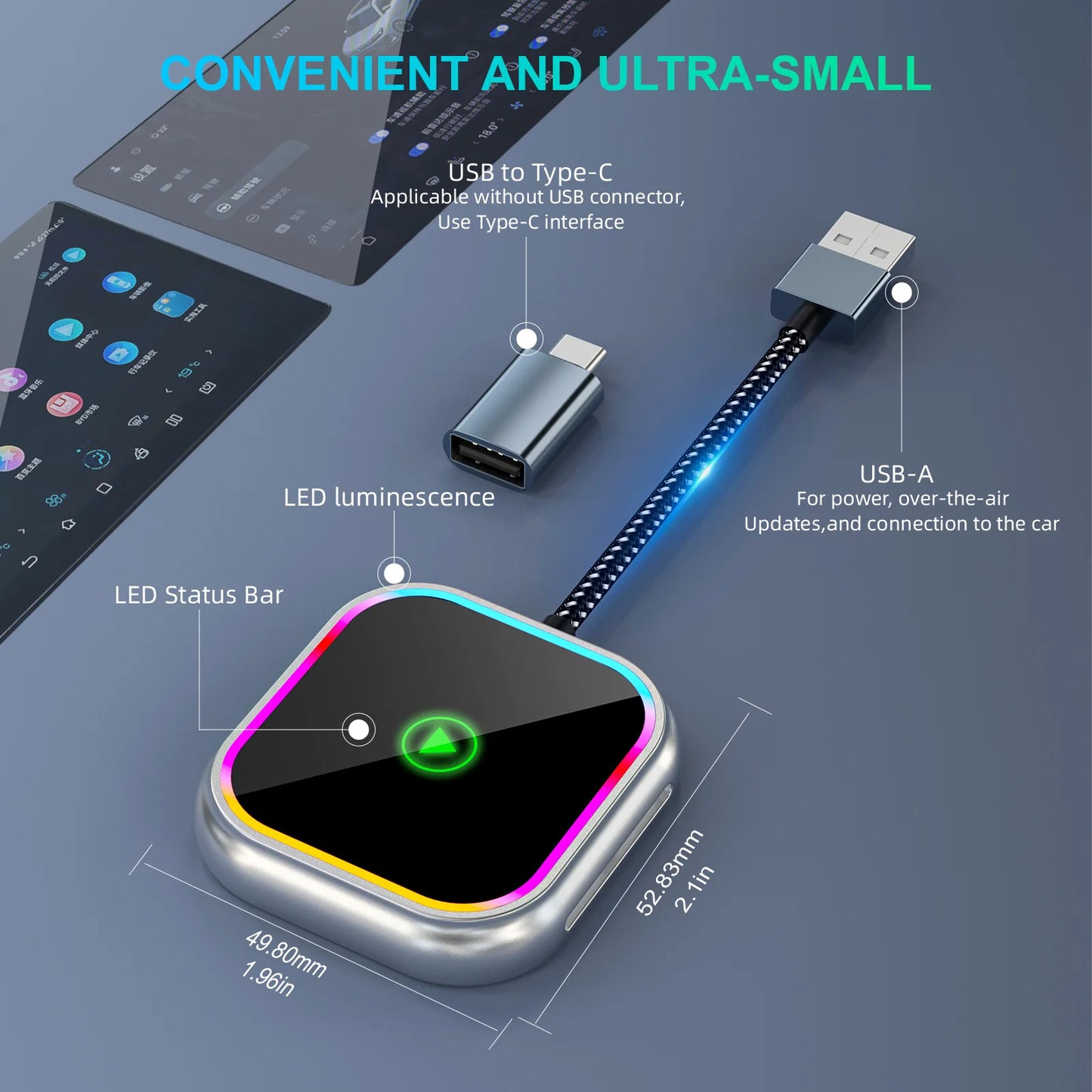 2025 New iPhone Wireless Carplay Adapter Mini Android Auto Adapter Plug & Play Apple Carplay