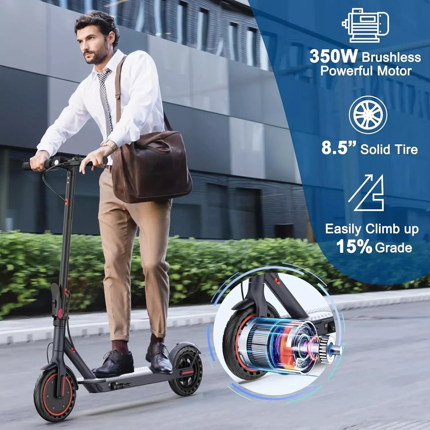 LP60 Electric Scooter 350W 19mph Max Speed 8.5inch tire Folding Electric Scooter 16miles Max Range for Adult