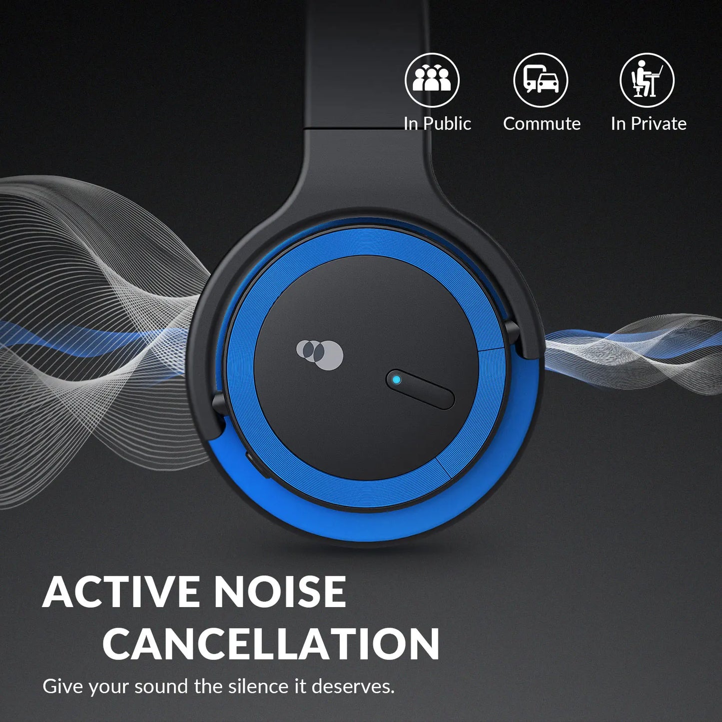 PRO Active Noise Cancelling Wireless Headphones, Over-Ear Headphones with Mic,