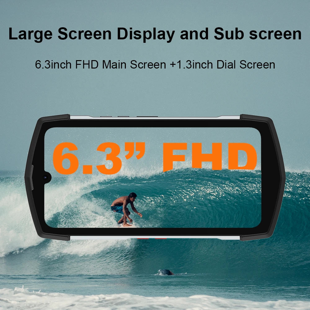Tock 5G Rugged Smartphone Android 128GB 48MP Camera Cellphone 6000mAh Phone with Dual-Screen IP 68 Waterproof
