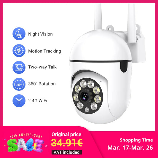 APP Wireless 1080P HD Indoor/Outdoor WiFi Security Camera, Color Night Vision,