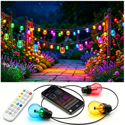 100 FT Multicolor Globe LED String Lights, IP65 Waterproof Shatterproof Sphere Patio Fairy Lights, Connectable Outdoor Hanging Lights for Yard, Roof, Porch, Deck, Bistro, Christmas, Halloween, Wedding & Holiday Nativity Decor