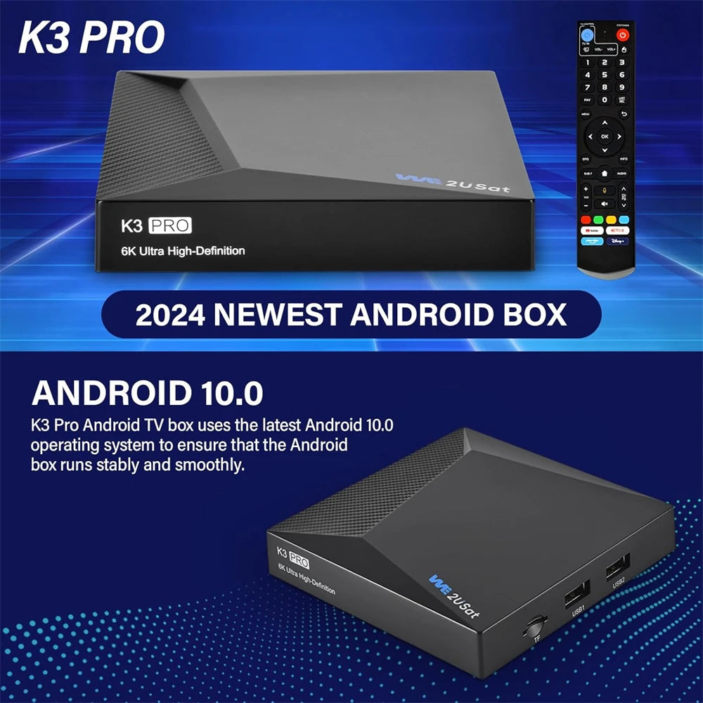 K3 Pro 6K HDR Android Q (10.0) TV Box H.264/H.265 10bit Build in WiFi-6 2. Suit for the US
