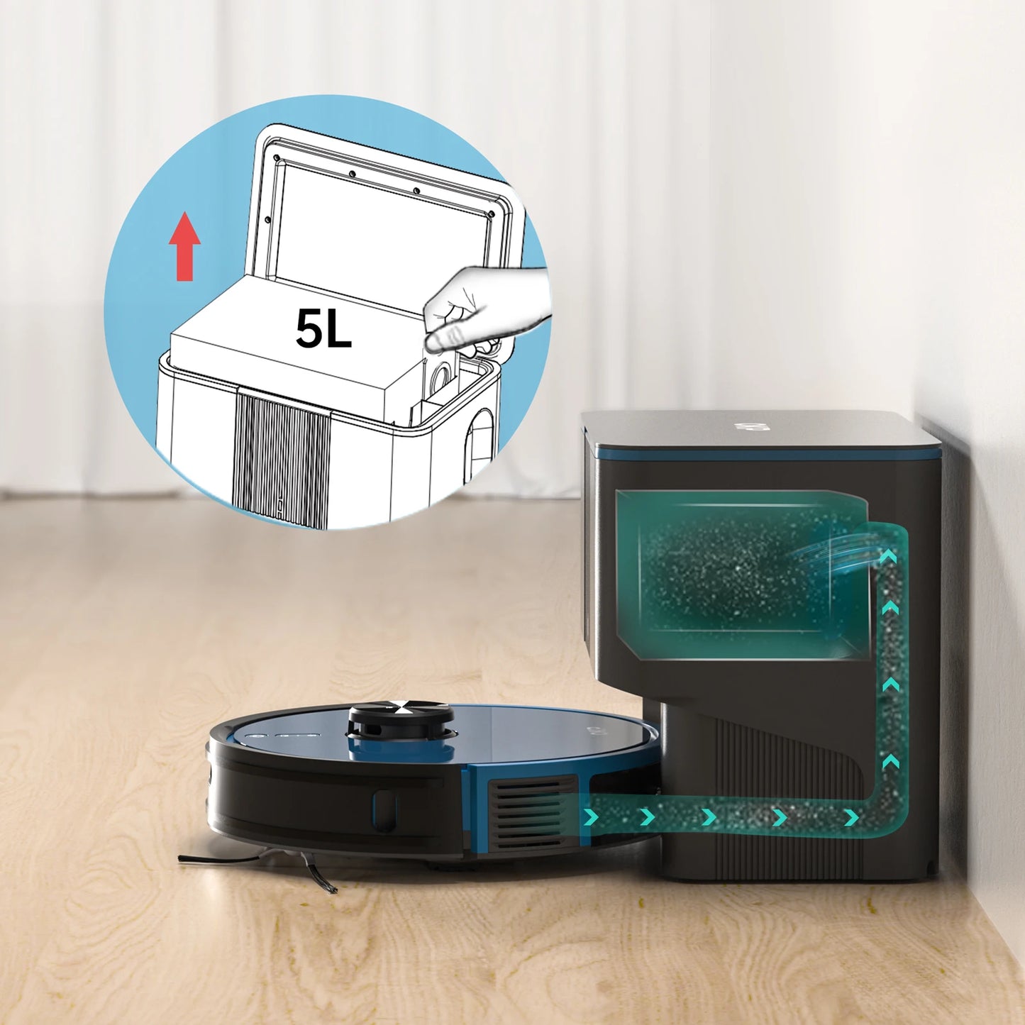 L3 Robot Vacuum with Self-Empty Dock, 3800Pa Suction ,Lidar Navigation,